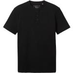 Schwarze Unifarbene Tom Tailor Denim Henleykragen T-Shirts für Herren Größe XL 