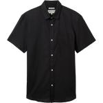 Schwarze Unifarbene Kurzärmelige Tom Tailor Denim Herrenjeanshemden aus Leinen Größe XL 