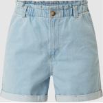 Hellblaue Tom Tailor Denim Paperbag-Shorts mit Reißverschluss aus Baumwolle für Damen Größe XS 