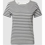 Schwarze Gestreifte Tom Tailor Denim T-Shirts aus Baumwolle für Damen Übergrößen 