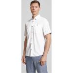 Weiße Unifarbene Halblangärmelige Tom Tailor Leinenhemden aus Leinen für Herren Größe M 