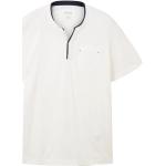 Reduzierte Weiße Tom Tailor Henleykragen Shirts mit Tasche aus Baumwolle für Herren Größe 3 XL für den für den Sommer 