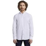 Reduzierte Weiße Unifarbene Langärmelige Tom Tailor Button Down Kragen Slim Fit Hemden für Herren Größe XXL für Zeremonien 