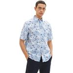 Reduzierte Offwhitefarbene Kurzärmelige Tom Tailor Kentkragen Hemden mit Kent-Kragen aus Baumwolle für Herren Größe XL für den für den Sommer 