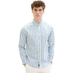 Blaue Gestreifte Langärmelige Tom Tailor Button Down Kragen Streifenhemden aus Baumwolle für Herren Größe 3 XL für den für den Frühling 