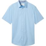 Blaue Unifarbene Kurzärmelige Tom Tailor Herrenkurzarmhemden aus Popeline Größe XL 
