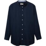 Reduzierte Blaue Unifarbene Tom Tailor Stehkragen Stehkragenhemden für Herren Größe 3 XL 