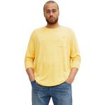 Gelbe Melierte Langärmelige Tom Tailor Melange Shirts mit Tasche aus Jersey für Herren Größe 5 XL Große Größen 