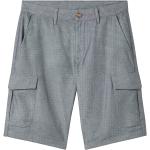 Blaue Unifarbene Tom Tailor Cargo-Shorts mit Gürtel für Herren 