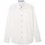 Weiße Unifarbene Tom Tailor Leinenhemden aus Leinen für Herren Größe M 