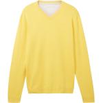 Reduzierte Gelbe Unifarbene Tom Tailor V-Ausschnitt Strickpullover für Herren Größe S 