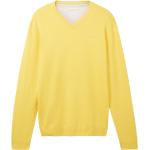 Gelbe Unifarbene Tom Tailor V-Ausschnitt Strickpullover für Herren Größe XL 