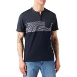 Reduzierte Blaue Melierte Color Blocking Kurzärmelige Tom Tailor Melange Shirts mit Tasche für Herren Größe M 