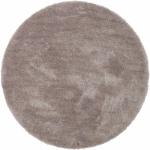 Graue Unifarbene Tom Tailor Runde Hochflorteppiche 140 cm aus Textil 