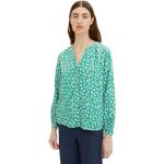Grüne Blumenmuster Langärmelige Tom Tailor V-Ausschnitt Tunika-Blusen aus Viskose für Damen Größe S 