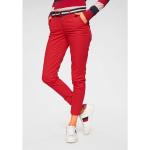 Rote Unifarbene Casual Tom Tailor Polo Team 7/8-Hosen & Knöchelhosen mit Gürtel aus Baumwolle für Damen Größe XS 
