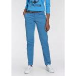 Blaue Unifarbene Casual Tom Tailor Polo Team Chino mit Gürtel mit Reißverschluss aus Leder für Damen Größe XS 