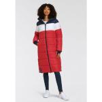 Rote Gesteppte Color Blocking Tom Tailor Polo Team Maxi Damensteppmäntel & Damenpuffercoats aus Fleece mit Kapuze für den für den Winter 