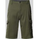 Olivgrüne Unifarbene Tom Tailor Cargo-Shorts mit Reißverschluss aus Baumwolle für Herren Größe XXL 