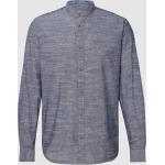 Marineblaue Melierte Tom Tailor Stehkragen Stehkragenhemden aus Baumwolle für Herren Größe S 