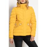 Reduzierte Gelbe Gesteppte Tom Tailor Stehkragen Winterjacken mit Reißverschluss aus Polyester mit Kapuze für Damen Größe XS 