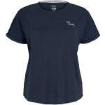 Blaue Bestickte Kurzärmelige Tom Tailor Bio Statement-Shirts aus Baumwolle für Damen Größe XXL für den für den Sommer 