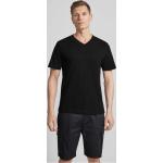Schwarze Tom Tailor V-Ausschnitt T-Shirts aus Baumwolle für Herren Größe L 2-teilig 