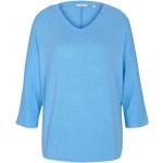 Reduzierte Blaue Elegante Langärmelige Tom Tailor V-Ausschnitt V-Shirts für Damen Größe M 