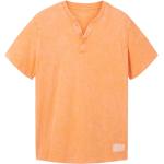 Reduzierte Orange Kurzärmelige Tom Tailor T-Shirts mit Knopf für Herren Größe XL 