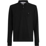 Schwarze Unifarbene Langärmelige Tommy Hilfiger Bio Langarm-Poloshirts aus Jersey für Herren Größe 3 XL 