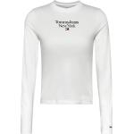 Weiße Langärmelige Tommy Hilfiger Essentials T-Shirts für Damen Größe L 