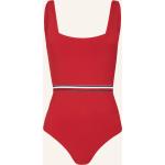 Rote Tommy Hilfiger Badeanzüge mit hohem Beinausschnitt Metallic aus Polyamid ohne Bügel für Damen Größe S 