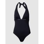 Reduzierte Marineblaue Unifarbene Tommy Hilfiger Neckholder Badeanzüge aus Polyamid für Damen Größe XS 