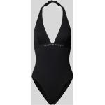 Schwarze Tommy Hilfiger V-Ausschnitt Neckholder Badeanzüge aus Polyamid für Damen Größe S für den für den Winter 