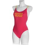 Reduzierte Pinke Tommy Hilfiger Badeanzüge mit hohem Beinausschnitt aus Polyamid mit verstellbaren Trägern für Damen Größe XS 