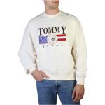 Reduzierte Weiße Unifarbene Langärmelige Tommy Hilfiger Logo Herrensweatshirts aus Baumwolle Größe S 