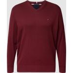 Reduzierte Bordeauxrote Unifarbene Tommy Hilfiger Big & Tall Kaschmir-Pullover aus Baumwolle für Herren Größe 3 XL Große Größen 