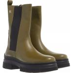 Reduzierte Grüne Tommy Hilfiger Essentials Chelsea-Boots aus Leder für Damen Größe 39 