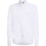 Weiße Unifarbene Langärmelige Tommy Hilfiger Button Down Kragen Herrenlangarmhemden für den für den Frühling 