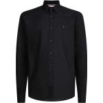 Schwarze Unifarbene Langärmelige Tommy Hilfiger Herrenlangarmhemden aus Baumwolle Größe XS 