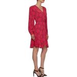 Reduzierte Rote Bestickte Casual Langärmelige Tommy Hilfiger V-Ausschnitt Wickelkleider mit Volants aus Viskose für Damen Größe XXL 