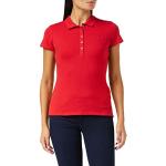 Reduzierte Rote Elegante Kurzärmelige Tommy Hilfiger Heritage Kurzarm-Poloshirts mit Knopf aus Baumwolle für Damen Größe L 
