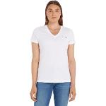 Tommy Hilfiger Damen T-Shirt Kurzarm Heritage V-Ausschnitt, Weiß (Classic White), XS