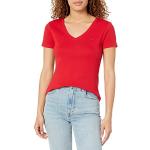 Rote Tommy Hilfiger V-Ausschnitt T-Shirts für Damen Größe S für den für den Herbst 