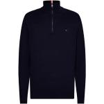 Reduzierte Dunkelblaue Unifarbene Elegante Tommy Hilfiger Rollkragen Herrensweatshirts mit Reißverschluss aus Baumwolle Größe L 