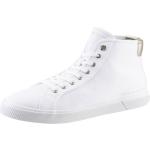 Reduzierte Goldene Tommy Hilfiger Essentials Runde High Top Sneaker & Sneaker Boots mit Schnürsenkel in Normalweite aus Leder für Damen 