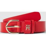 Reduzierte Rote Tommy Hilfiger Essentials Ledergürtel aus Leder für Damen Übergrößen Länge 80 