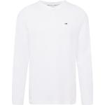Weiße Langärmelige Tommy Hilfiger Henleykragen T-Shirts für Herren Größe L 