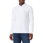 Reduzierte Weiße Elegante Langärmelige Tommy Hilfiger Basic Langarm-Poloshirts mit Knopf aus Baumwolle für Herren Größe M 