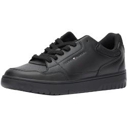 Tommy Hilfiger Herren Cupsole Sneaker Basket Core Leather Schuhe, Schwarz (Black), 41 EU